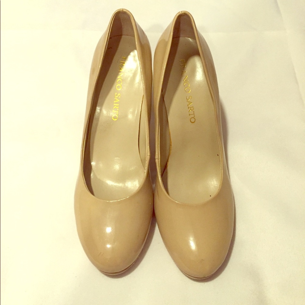 Patten leather nude heels