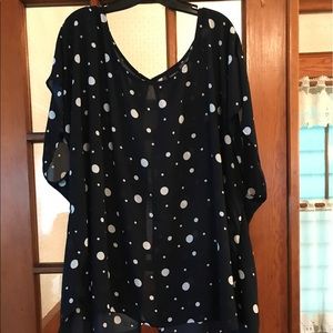 *3/$30* Torrid Size 4 Blue &White Polka Dot Blouse