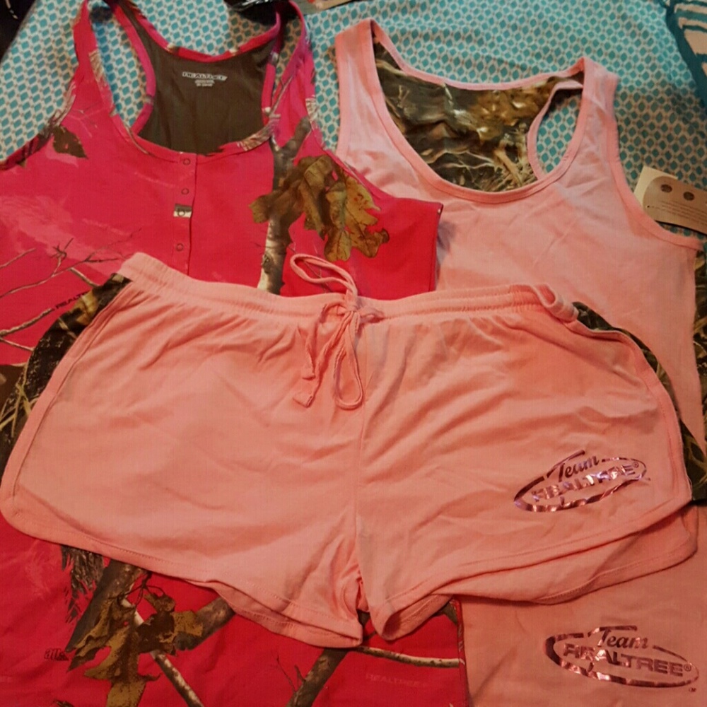 Pink camo tank tops and matching sleep shorts