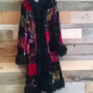 Unique velvet patchwork coat, size small