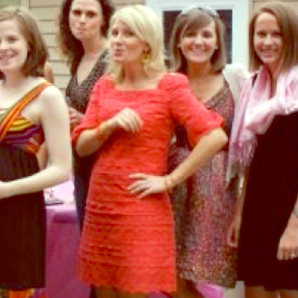 Beautiful Coral Cotton lace Anthropologie dress
