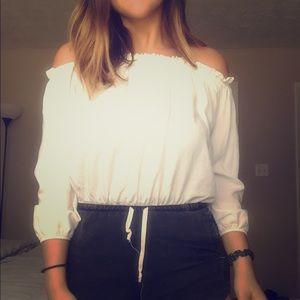 Brandy Melville White Off Shoulder Blouse