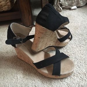 TOMS Black Wedges