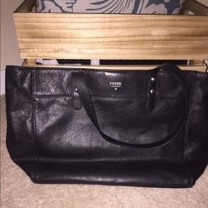 Women's Black Fossil Leather Bag