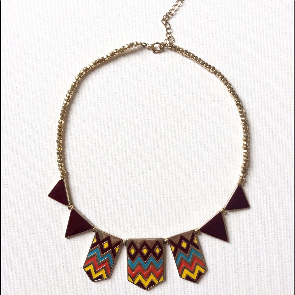 Festival gold tone geometric necklace