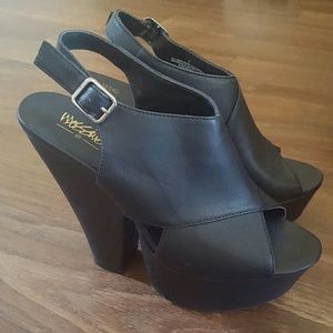Black slingback wedge