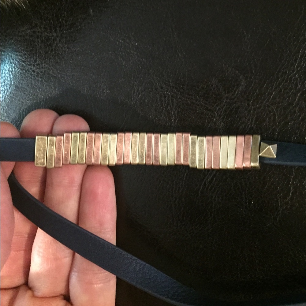 Leather choker w/ bronze and copper colored beads