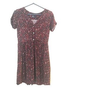 Floral tie waist short sleeve dress