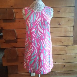 NWT Lilly Pulitzer Mod Dress, sz L, pink & aqua