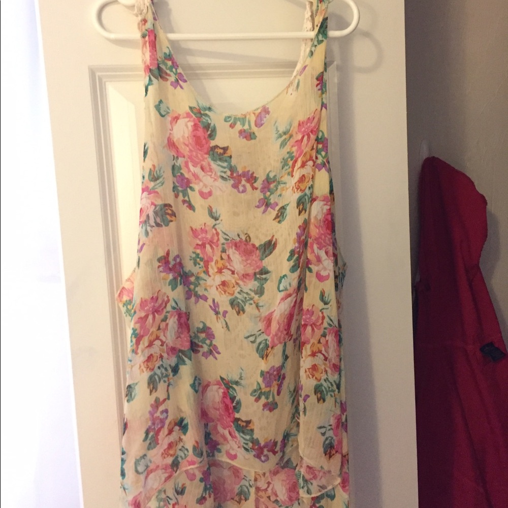 floral high low tank top