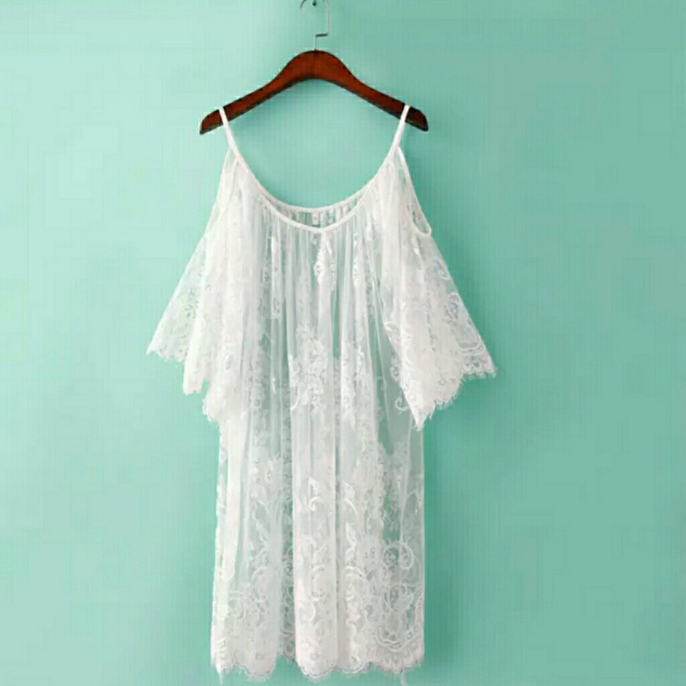 White summer Beach cover up bikini dress