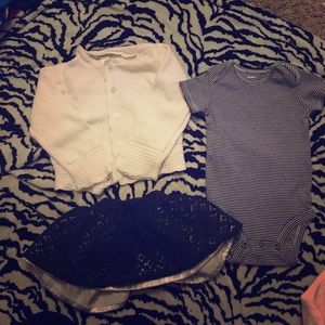 Navy blue skirt with silver underlining 6months