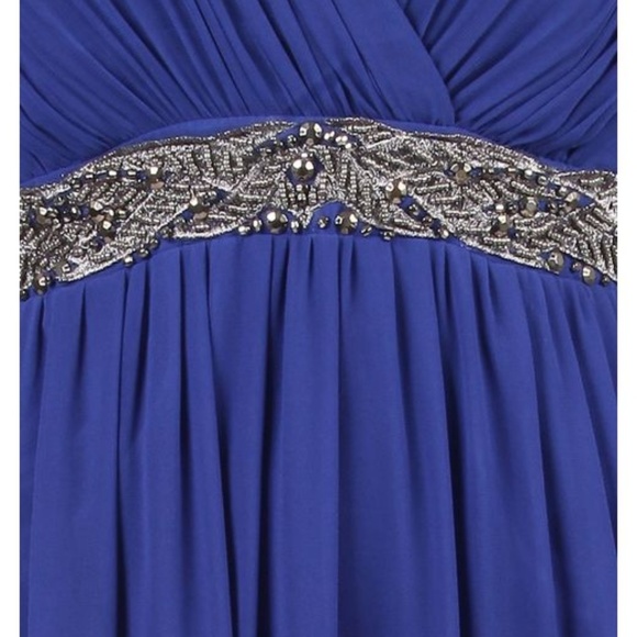 Blue lace long sleeve maxi evening formal dress - Picture 6 of 6