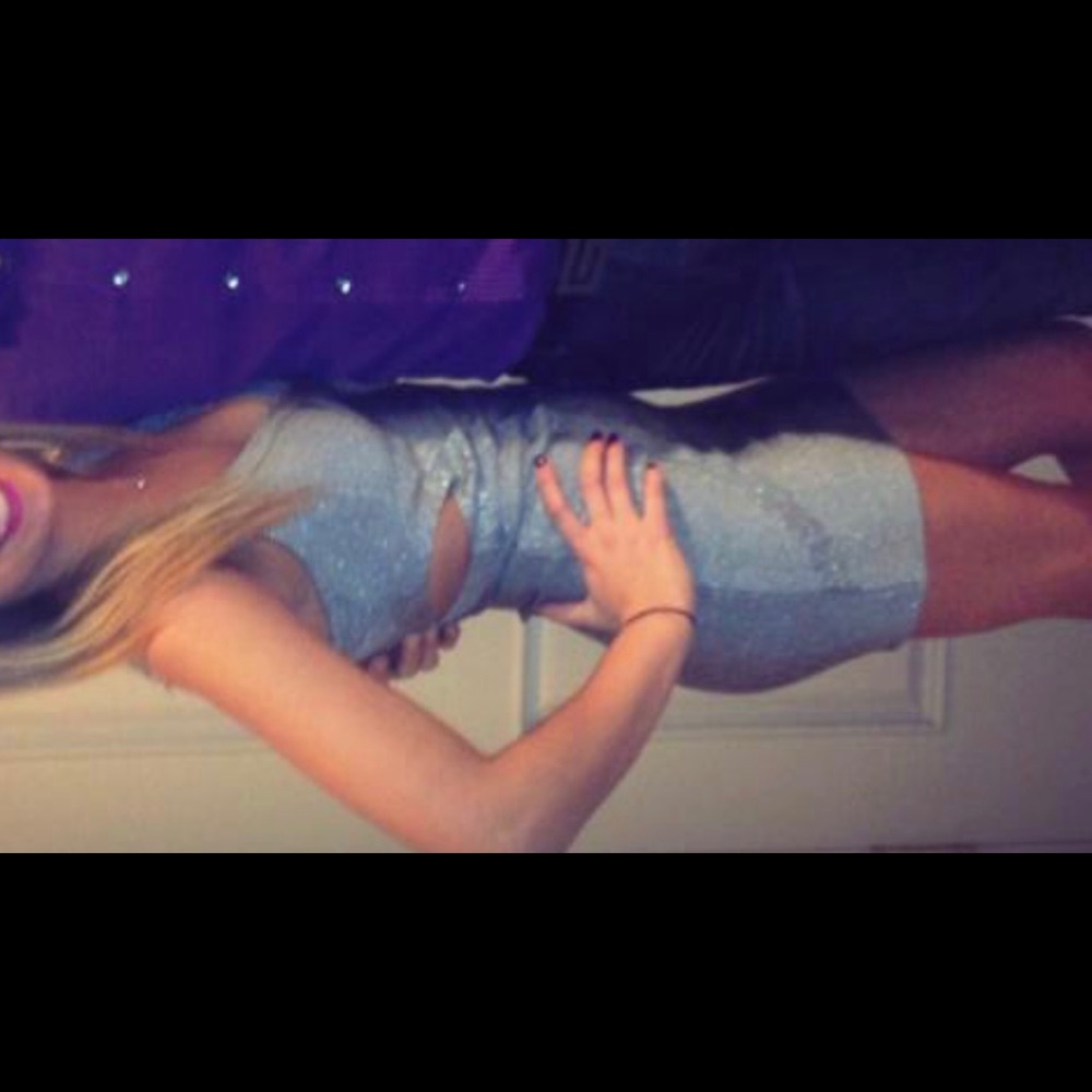 BEBE bodycon silver dress