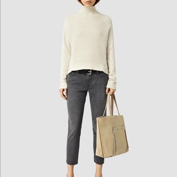 NWT All Saints Fleur de Lis Suede tote - Picture 2 of 8