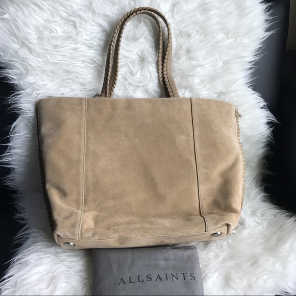 NWT All Saints Fleur de Lis Suede tote - Picture 3 of 8