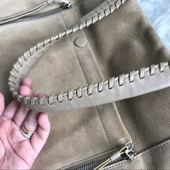 NWT All Saints Fleur de Lis Suede tote - Picture 7 of 8