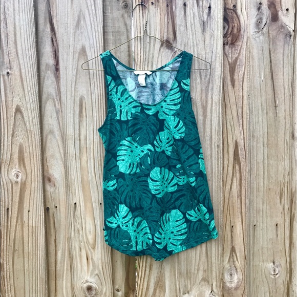 Palm Leaf Print Tank Top - Picture 1 of 3