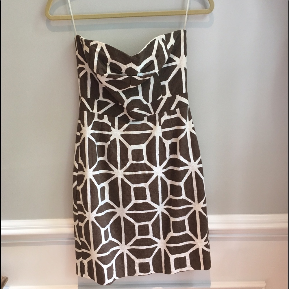 NWOT Trina Turk Cotton Strapless Dress in Walnut