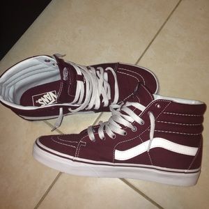 "Burgundy Red Vans Sk8-Hi"