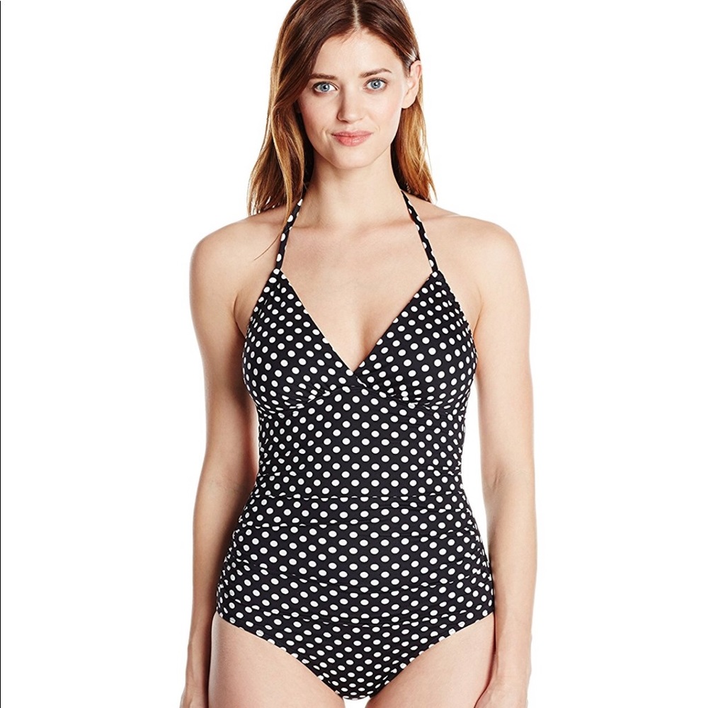 Lark & Ro Women's Polka Dot One-Piece Swimsuit