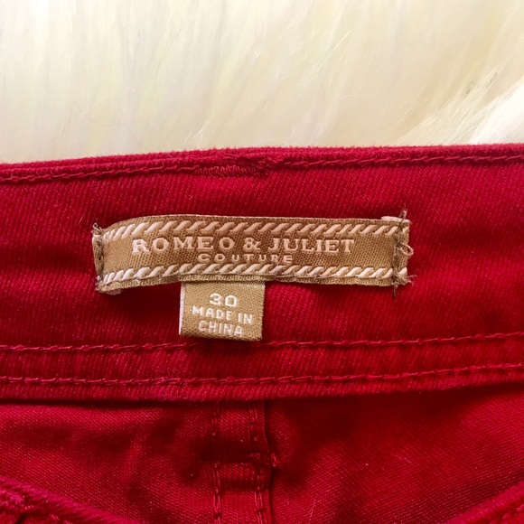 ❤️SALE❤️Red Jeans with Faux Leather sides. - Picture 2 of 4