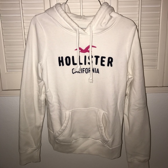 white Hollister hoodie sweatshirt - Picture 1 of 1