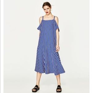 Zara Blue and White Striped Dress
