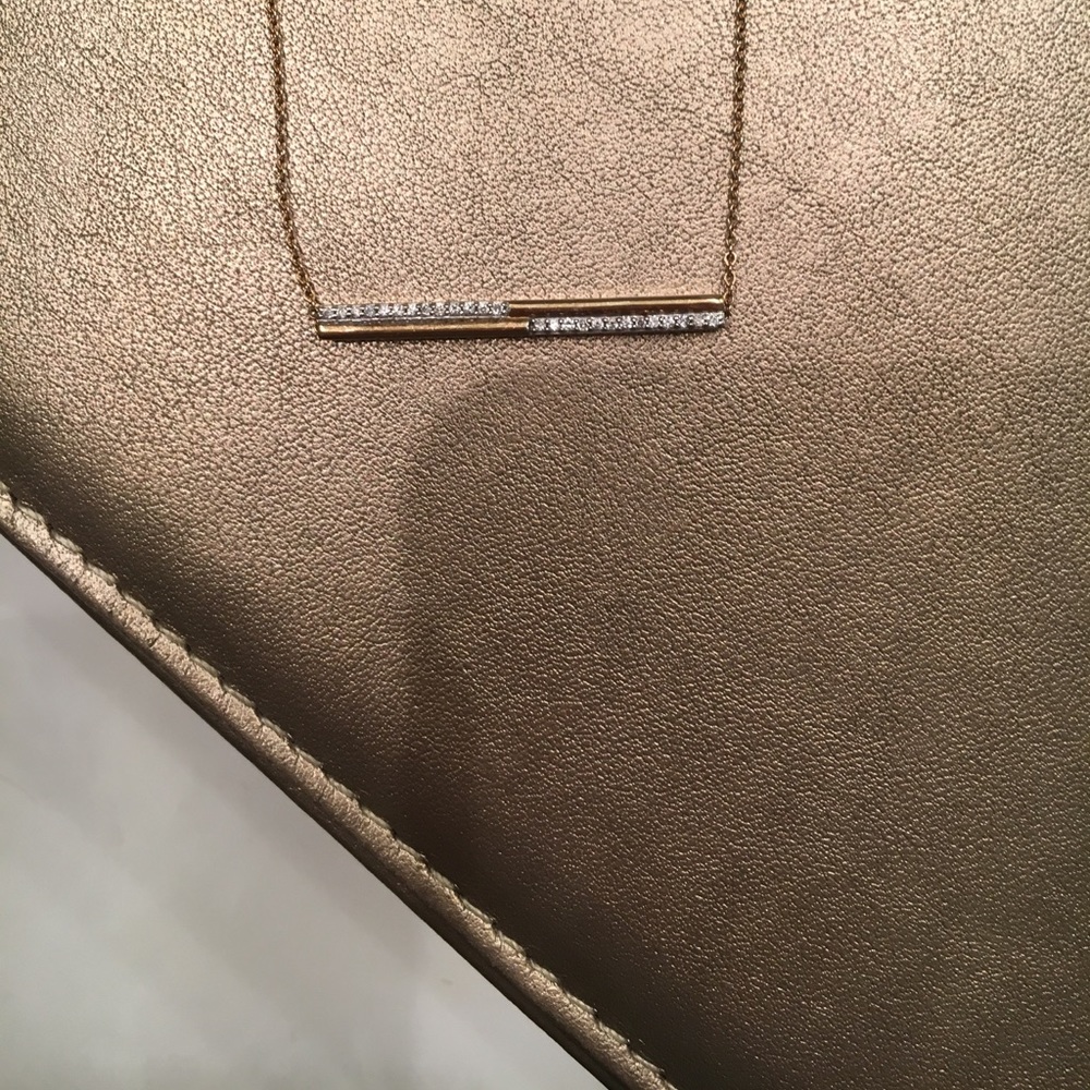10YG diamond gold bar necklace