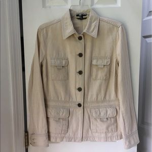 ☀️ Lands' End Linen Blend Beige Jacket  Size 12 ☀️