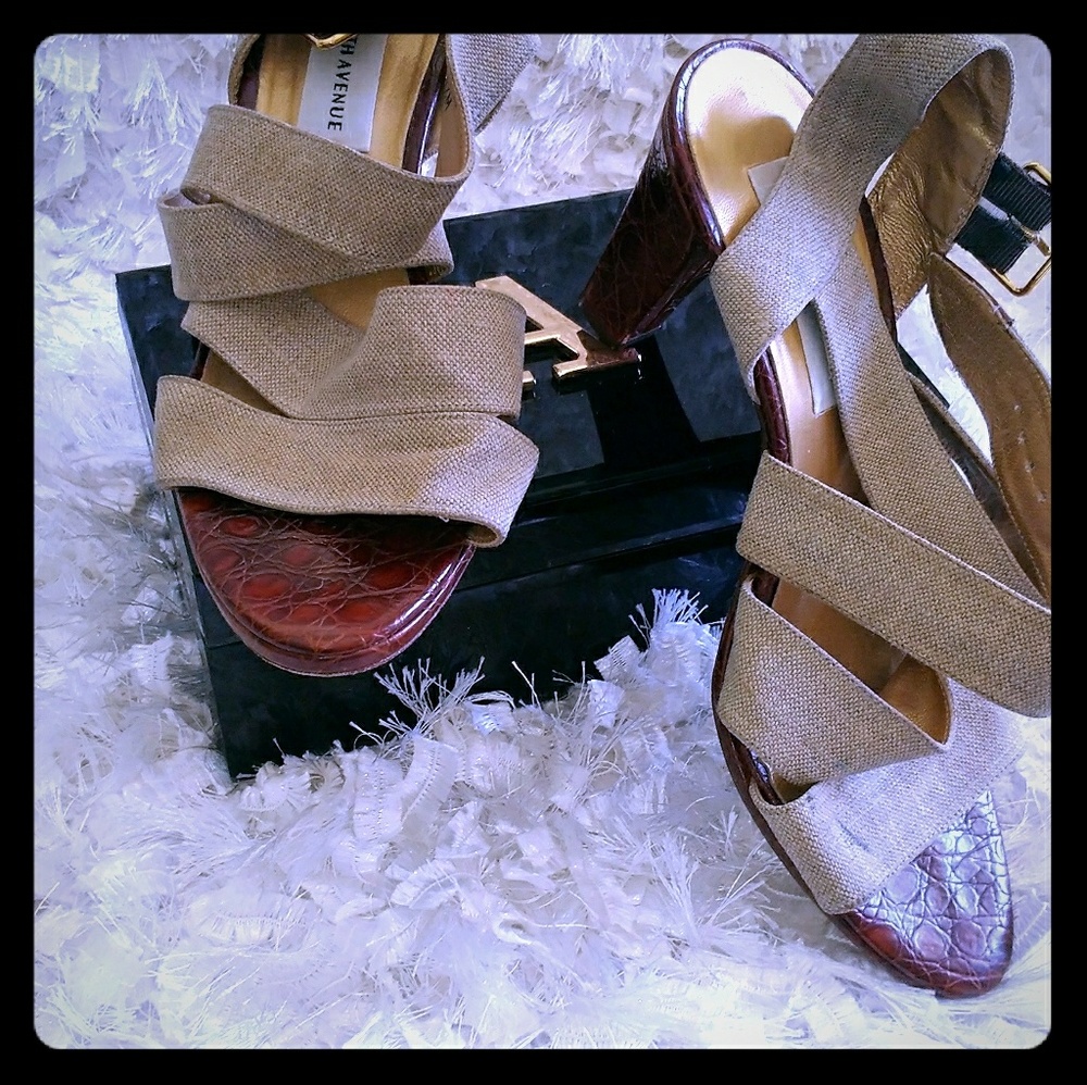 Saks 5th Avenue Strappy Canvas Heels