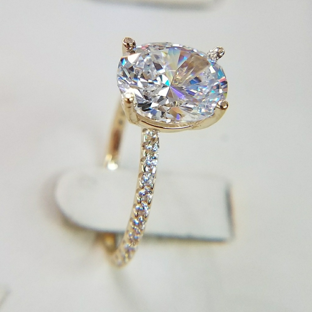5ct 11x9mm Oval 14k Gold Diamond Engagement Ring - Picture 6 of 16