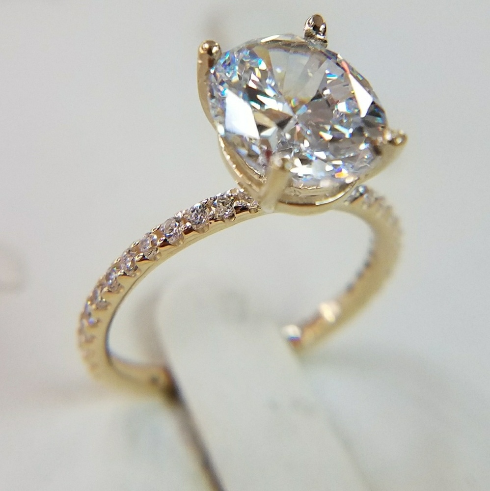 5ct 11x9mm Oval 14k Gold Diamond Engagement Ring - Picture 5 of 16