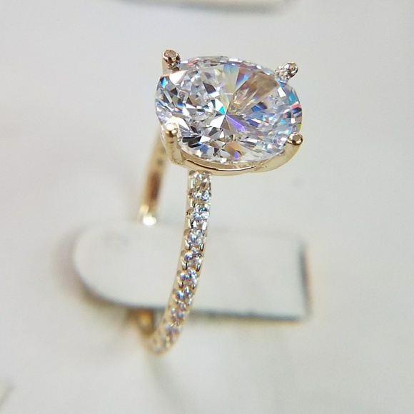 5ct 11x9mm Oval 14k Gold Diamond Engagement Ring - Picture 6 of 16