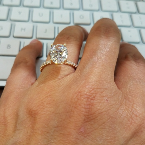 5ct 11x9mm Oval 14k Gold Diamond Engagement Ring - Picture 7 of 16