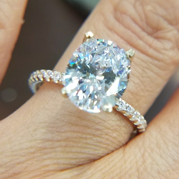 5ct 11x9mm Oval 14k Gold Diamond Engagement Ring - Picture 10 of 16