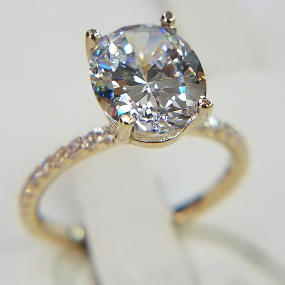 5ct 11x9mm Oval 14k Gold Diamond Engagement Ring - Picture 11 of 16