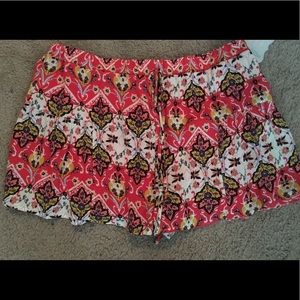 Floral patterned shorts.