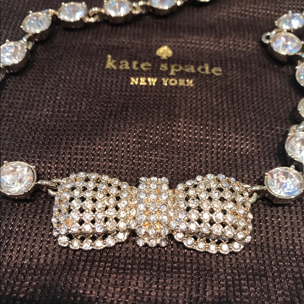 diamanté bow necklace