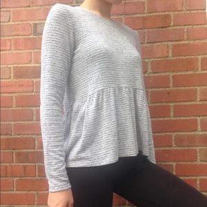 Gray and White Striped Blouse