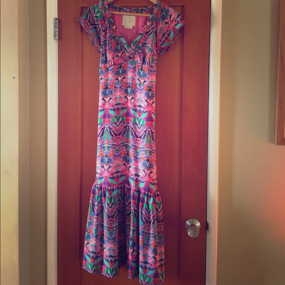 Multi color pullover maxi dress