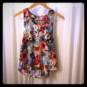 Satin, floral tank top-Nordstrom