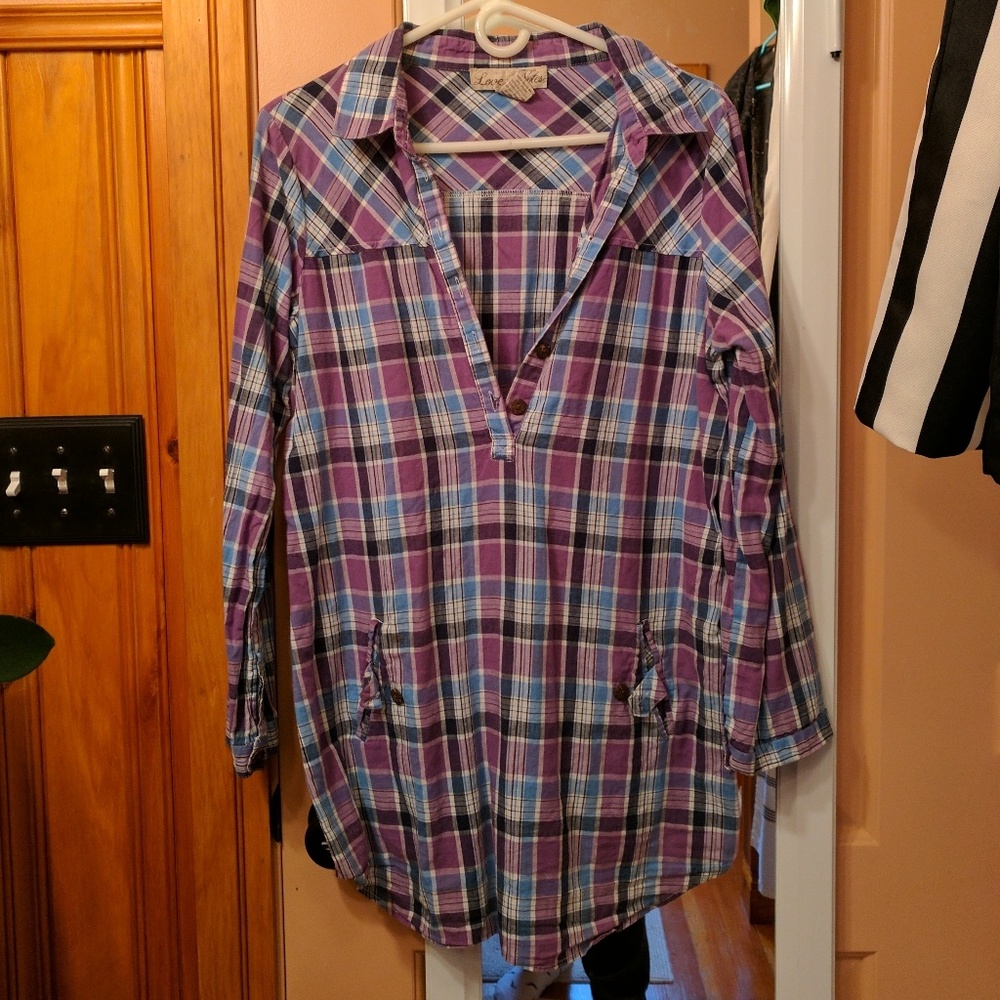 4/$20 Purple and blue plaid tunic