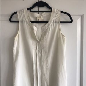 Kate Spade pleated sheer ivory sleeveless top
