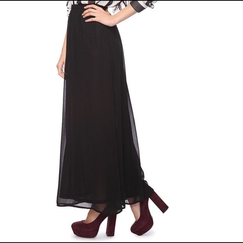 Forever21 Layered Chiffon Maxi Skirt Black S