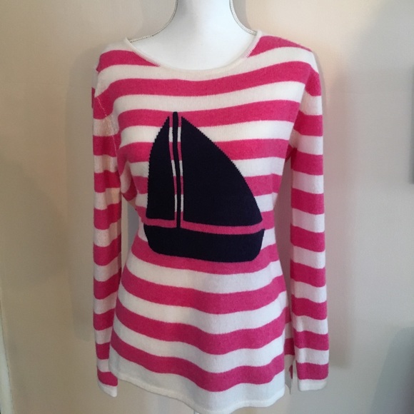 💯% Cashmere Nautical sailboat ⛵️ striped sweater - Picture 2 of 5
