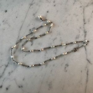 Sterling and pearl Y necklace (90's)