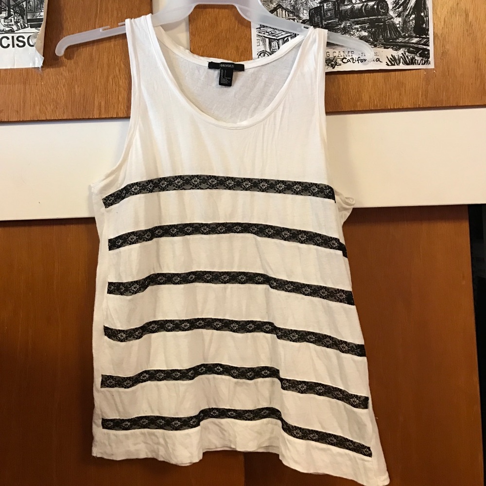 Black and White Lace Forever 21 Tank Top