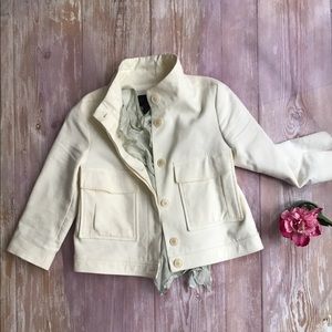 💛 Zara Jackie O Cotton Cropped White Jacket Xs