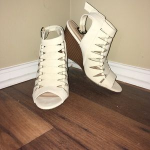 Cream wedge heels Size 8 WIDE